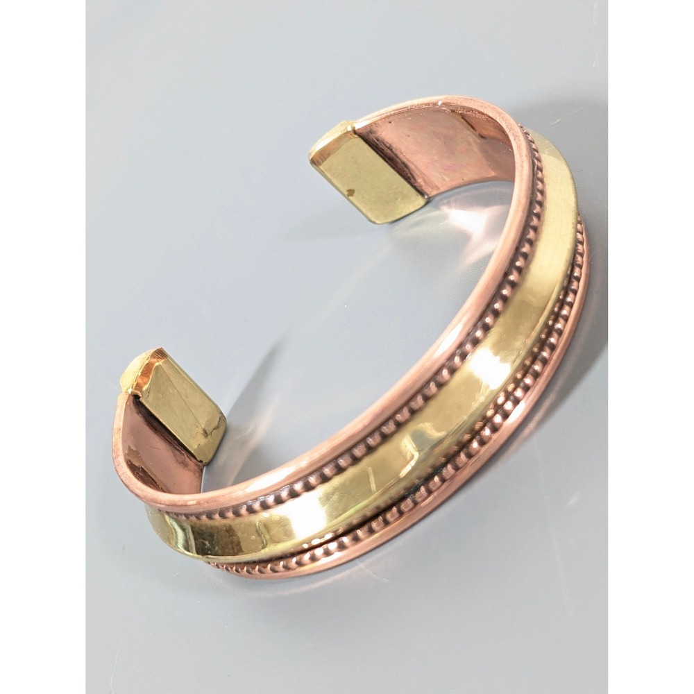 Vintage Mixed‎ Metal Copper Brass Tone Wide Cuff Bracelet Boho Southwestern 8"